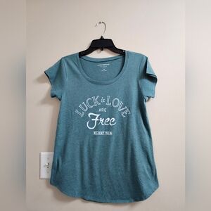 ☘️ Lucky Brand "Luck & Love Are Free" Graphic Tee - Teal Green - Medium ☘️